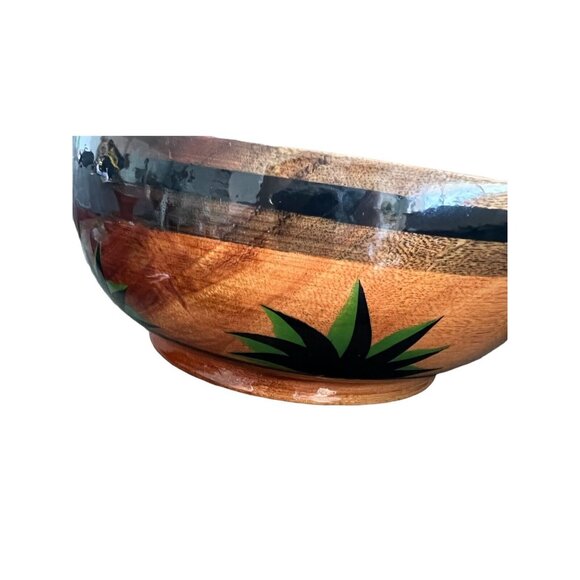 Mexican Folk Art Hand Painted Wood Bowl with Lid by Roberto C Rios - Picture 9 of 11